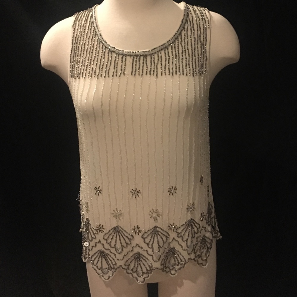 Beautiful Bar III beaded vintage looking top
